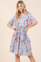 BOMBOM Floral Shirred Dress with Pockets