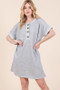 BOMBOM Casual Contrast Trim Henley Dress