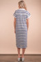 VERY J Oversized Collared Striped Knit Midi Dress