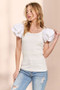 ADORA Layered Ruffled Sleeve Ribbed Top