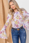 And The Why Floral Printed Bell Sleeve Casual Top