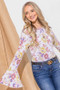 And The Why Floral Printed Bell Sleeve Casual Top