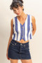HYFVE Woven Striped V-Neck Button Down Vest