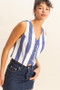 HYFVE Woven Striped V-Neck Button Down Vest