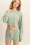 HYFVE Boat Neck Long Sleeve Cropped Top