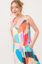 And The Why Tied Shoulder Straps Wide-Leg Geo Print Jumpsuit