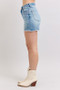 Judy Blue Full Size High Waist Western Embroidery Detail Cut Off Denim Shorts Plus Size
