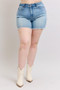 Judy Blue Full Size High Waist Western Embroidery Detail Cut Off Denim Shorts Plus Size
