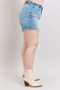 Judy Blue Full Size High Waist Western Embroidery Detail Cut Off Denim Shorts Plus Size