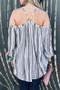 And The Why Stripe Printed Cold Shoulder Halter Neck Top