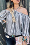 And The Why Stripe Printed Cold Shoulder Halter Neck Top