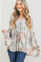 And The Why Printed with Lace Trim Casual Tunic Top