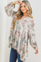 And The Why Printed with Lace Trim Casual Tunic Top
