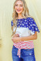 And The Why American Flag Print Tie Knot Front Casual Top