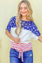 And The Why American Flag Print Tie Knot Front Casual Top