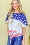 And The Why American Flag Print Tie Knot Front Casual Top