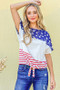 And The Why American Flag Print Tie Knot Front Casual Top
