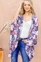 And The Why Floral Print Dolman Sleeve Kimono Cardigan