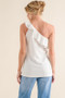 And The Why Ruffle One Shoulder Sleeveless Tank Top