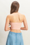 HYFVE Buttoned Front Strapless Knit Bustier Top