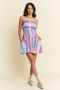 Davi & Dani Multi Color Ombre Printed Bodice Button Up Dress