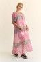 Davi & Dani Multi Floral Square Neck Puff Sleeve Maxi Dress