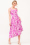 And The Why Square Neck Belted Floral Printed Midi Dress