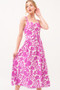 And The Why Square Neck Belted Floral Printed Midi Dress