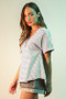 VERY J Striped V-Neck Short Sleeve T-Shirt