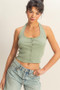 HYFVE Halter Neck Buttoned Washed Top