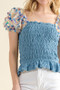 And The Why Embellishment Sleeve Smocked Top
