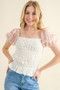 And The Why Embellishment Sleeve Smocked Top
