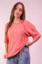 VERY J Mineral Washed Ribbed Knit Casual Top