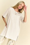 Davi & Dani Short Sleeve Side Slit T-Shirt with Pockets
