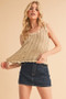 Aemi+Co Distressed Detail Round Neck Knit Tank