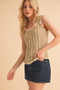Aemi+Co Distressed Detail Round Neck Knit Tank