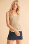 Aemi+Co Distressed Detail Round Neck Knit Tank