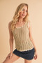 Aemi+Co Distressed Detail Round Neck Knit Tank
