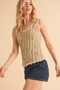 Aemi+Co Distressed Detail Round Neck Knit Tank