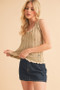 Aemi+Co Distressed Detail Round Neck Knit Tank