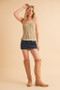 Aemi+Co Distressed Detail Round Neck Knit Tank