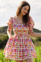 Davi & Dani Fruits Printed Smocking Mini Dress