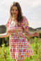 Davi & Dani Fruits Printed Smocking Mini Dress
