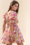Davi & Dani Fruits Printed Smocking Mini Dress