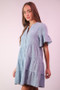 VERY J Mineral Washed Baby Bell Sleeve Woven Mini Dress