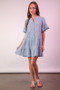 VERY J Mineral Washed Baby Bell Sleeve Woven Mini Dress