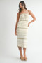 MABLE Contrast Striped Crochet Knit Midi Dress