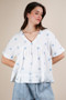 VERY J Flower Embroidered Woven Blouse