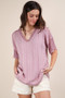 VERY J Oversized Contrast Knit Comfy Casual Top