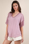 VERY J Oversized Contrast Knit Comfy Casual Top